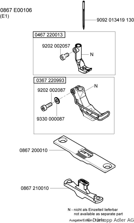 867-190020-70 Dürkopp Adler 1-Needle lockstitch flatbed longarm bottom feed, needle feed and alternating foot top feed sewing machine (0867 990105 009)