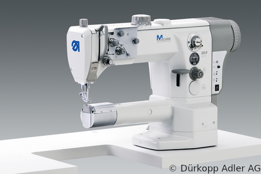 869-180020-M Одноигольная машина челночного стежка с цилиндрической, рукавной платформой. Нижний, игольный транспортеры и верхний альтернирующий транспортер лапка  Встроенный привод M-TYPE  (0869 990201 008)