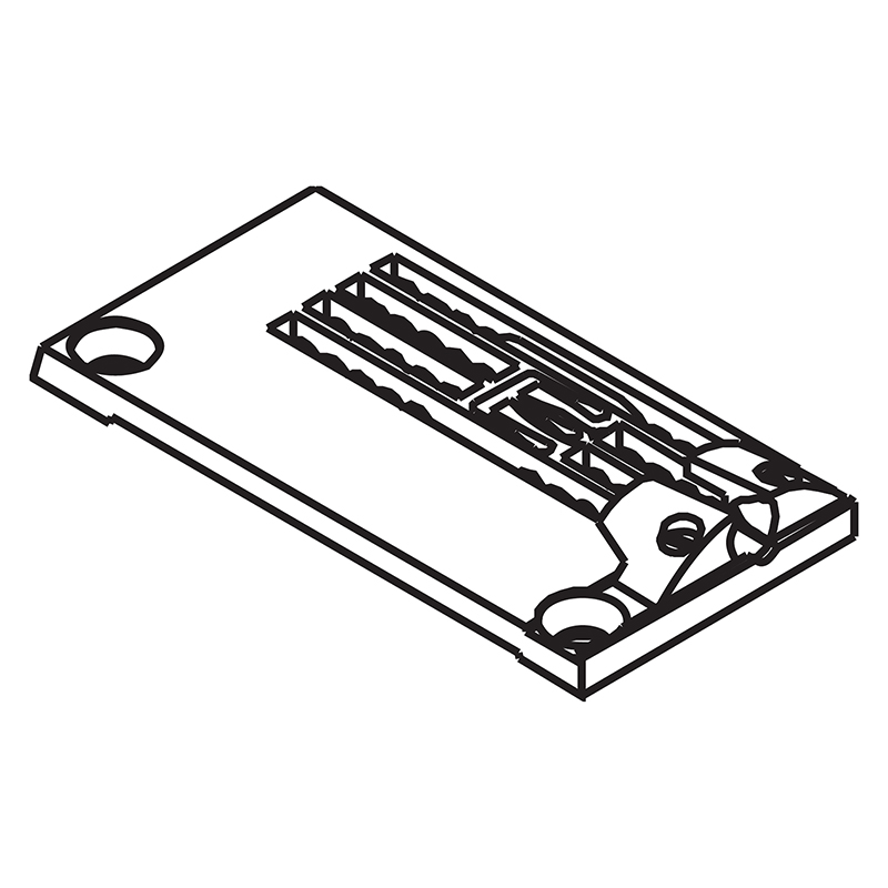 14-864C Needle Plate with Fabric Guide — Needle Plate with Fabric Guide for Kansai Special Coverstitch Machine Fabric guide is adjustable and removable. Suitable for machine: