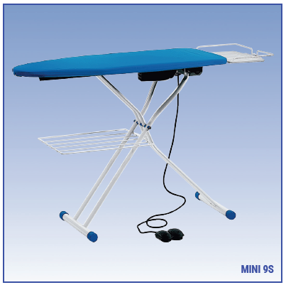 Rotondi MINI 9S - VACUUM AND BLOWING ironing board with folding legs for families, tailors, ateliers and shops.