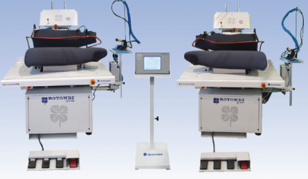 Rotondi FRV U-339 Vertical full back presses for L&R sides and back. Equipped with Leonardo computer and precision pressing device