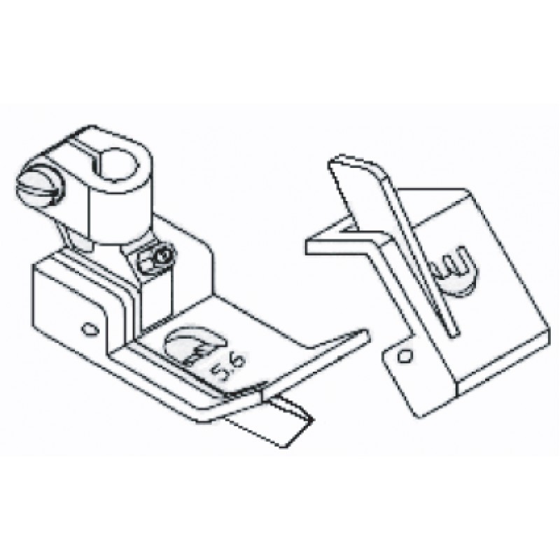 2200L Guiding Foot — Left Guiding Foot for Coverstitch Machine The space between left needle and left guide: 1.8mm Presser Bar Internal Diameter: 6.0mm