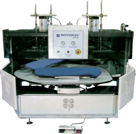 Rotondi 12RD T-133 120 degree rotation carousel for forepart underpressing & blocking. Equipped with Leonardo computer