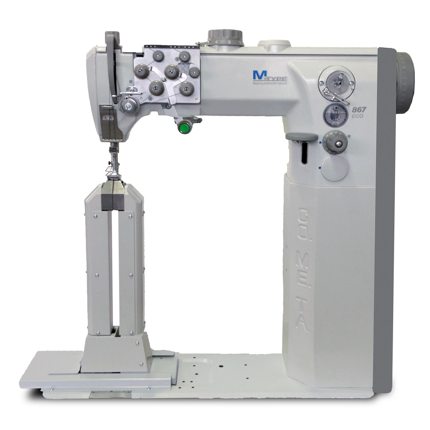 Cometa VCA 40 02 CS – 2 needles, High Post bed with a sliding column, sewing machine, bottom feed, needle feed and alternating feet, with foot stroke adjustable up to 9mm