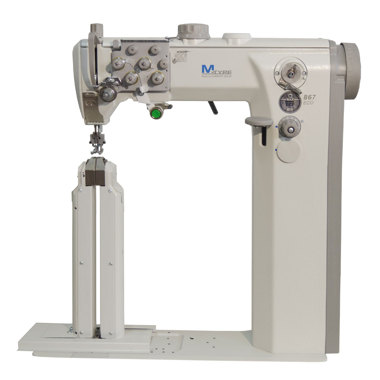 Cometa VCA 40 02 CS ES - 2 Needles High, Extra small Post bed sewing machine with a sliding column. Bottom feed, needle feed and alternating feet, with foot stroke adjustable up to 9mm