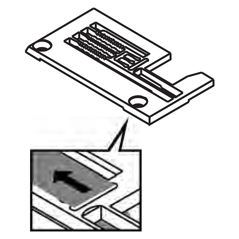 257053B64A Needle Plate — Needle Plate for Pegasus Coverstitch Machine Suitable for machine:
