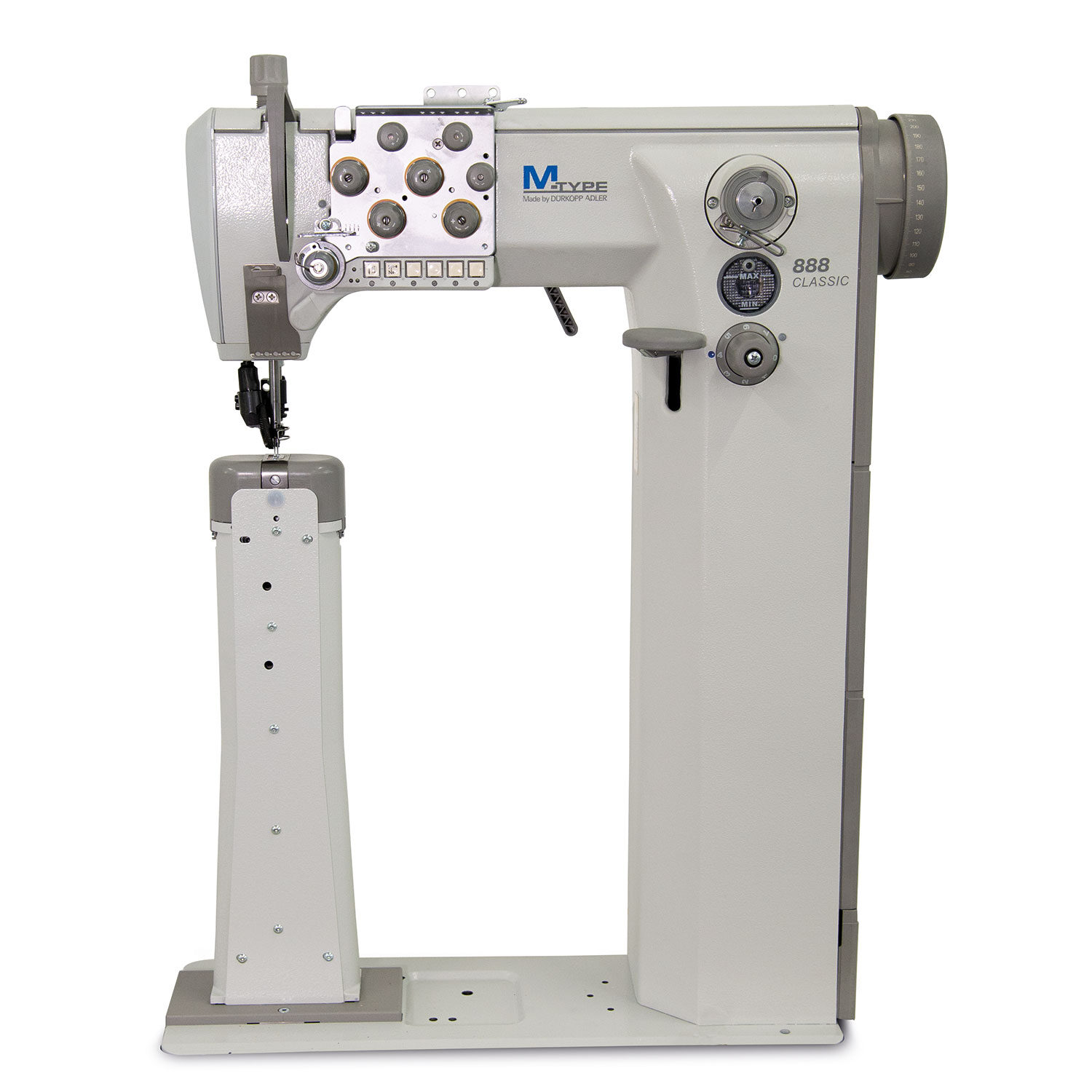 Cometa VCA 888 400 2 Needles Post bed, lockstitch sewing machine, with wheel feed, needle feed and driven roller presser feed. Thread trimming.