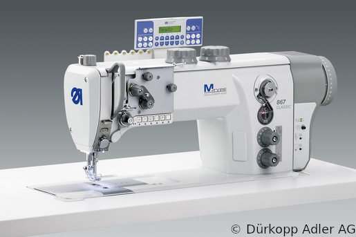 867-190445-M Dürkopp Adler 1-Needle lockstitch flatbed bottom feed, needle feed and alternating foot top feed, integrated sewing drive sewing machine (0867 990216 031)