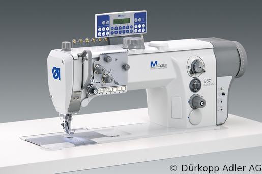 867-190142-M Dürkopp Adler 1-Needle lockstitch flatbed bottom feed, needle feed and alternating foot top feed, integrated sewing drive sewing machine (0867 990219 080)