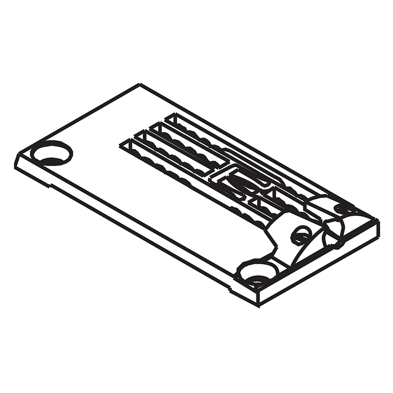 S08724-001C Needle Plate with Fabric Guide — Needle Plate with Fabric Guide for Brother Coverstitch Machine Fabric guide is adjustable and removable. Suitable for machine: