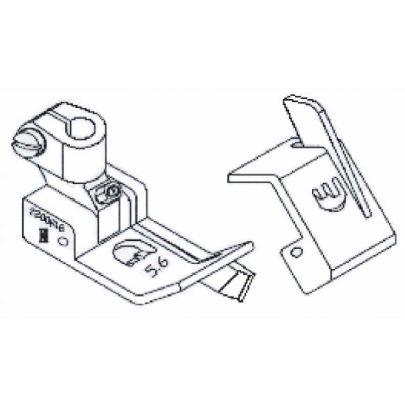2200R Guiding Foot — Right Guiding Foot for Coverstitch Machine The space between right needle and right guide: 1.8mm Presser Bar Internal Diameter: 6.0mm