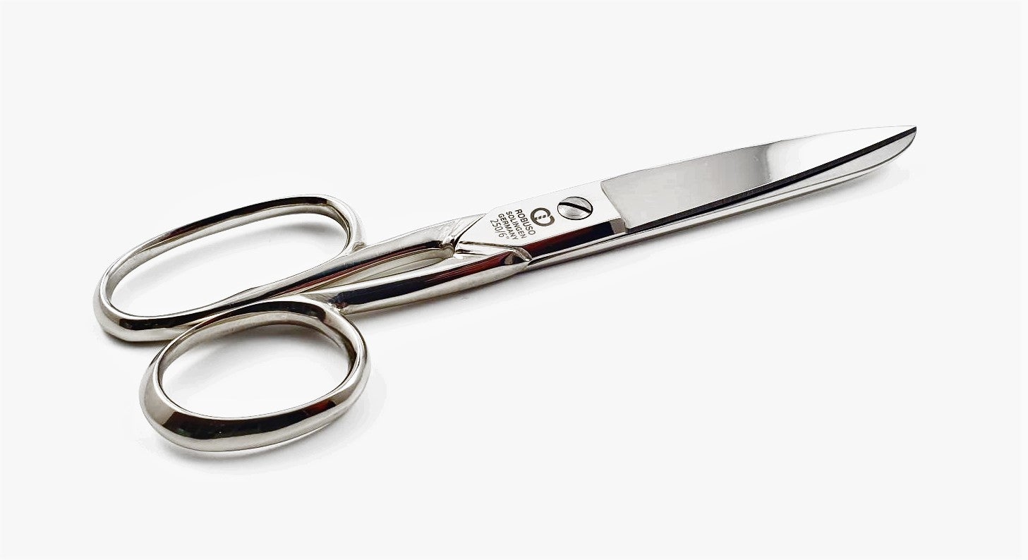 Швейные ножницы ROBUSO 250/E/6.0" с одним удлинённым кольцом, никелированные