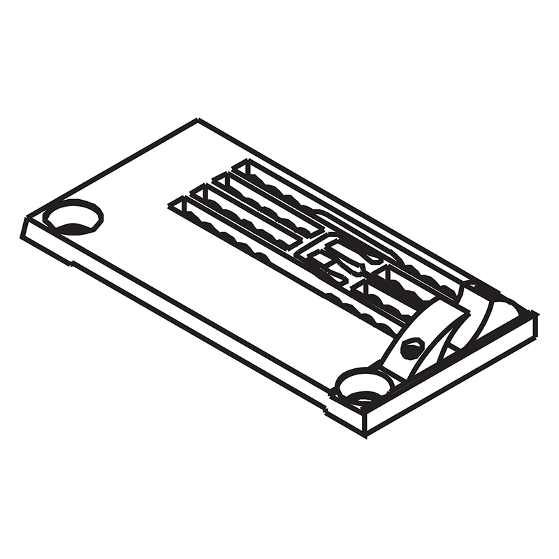 Y3108135D Needle Plate with Fabric Guide — Needle Plate with Fabric Guide for Yamato Coverstitch Machine Fabric guide is adjustable and removable, can be adjusted according to the thickness of the fabric. Suitable for machine: