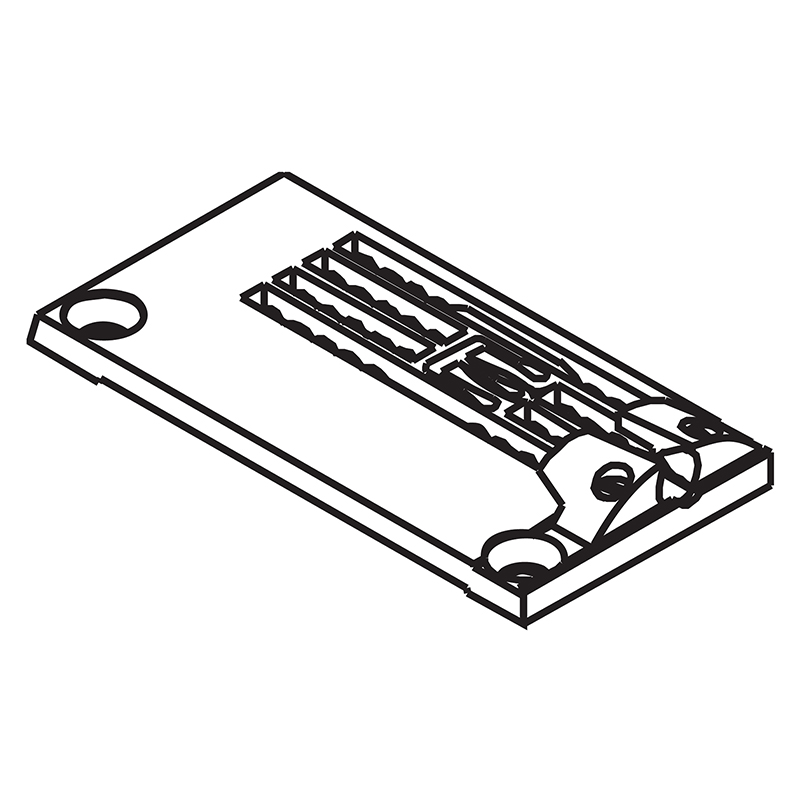 Y94801C Needle Plate with Fabric Guide — Needle Plate with Fabric Guide for Yamato Coverstitch Machine Fabric guide is adjustable and removable. Suitable for machine: