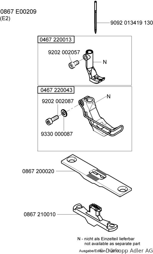 867-190020-70 Dürkopp Adler 1-Needle lockstitch flatbed longarm bottom feed, needle feed and alternating foot top feed sewing machine (0867 990105 006)
