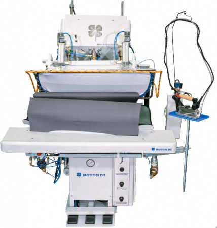 Rotondi FRV CB-103 Vertical full back press for L&R lapel rolling, double buck. Equipped with Leonardo computer and precision pressing device