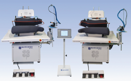 Rotondi FRV O-312 Vertical full back presses for L&R ladies jacket forepart. Equipped with Leonardo computer and precision pressing device